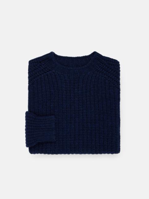 J. PRESS MADE-IN-SCOTLAND NAVY LAMBSWOOL SHAKER STITCH CREW NECK SWEATER