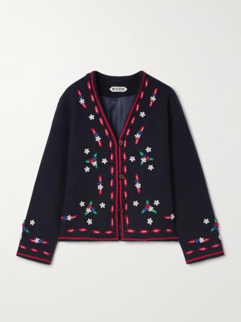 BODE Carroll appliquéd wool felt jacket Navy