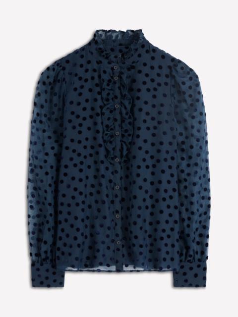 BODEN Sasha Devore Velvet Top-Navy Spot