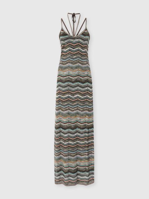 Missoni Long chevron knit dress with braided straps
