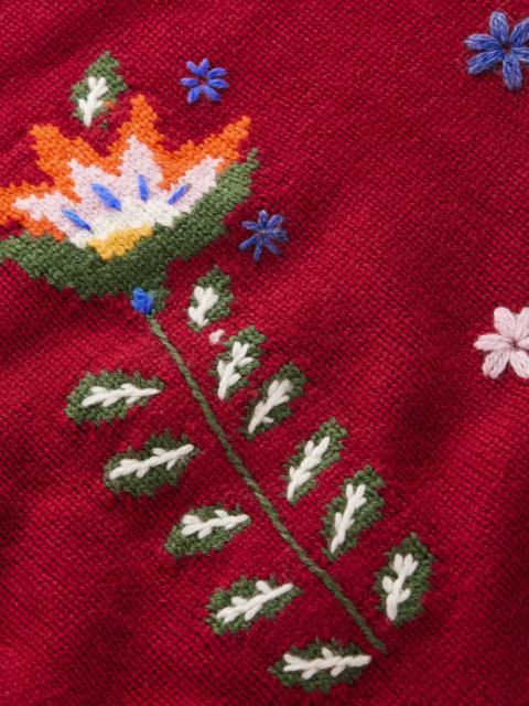BODEN Ella Embroidered Knit Sweater-Crimson Red Embroidery