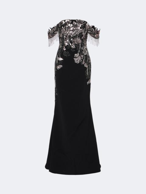 GEORGES HOBEIKA Embellished velvet bustier gown