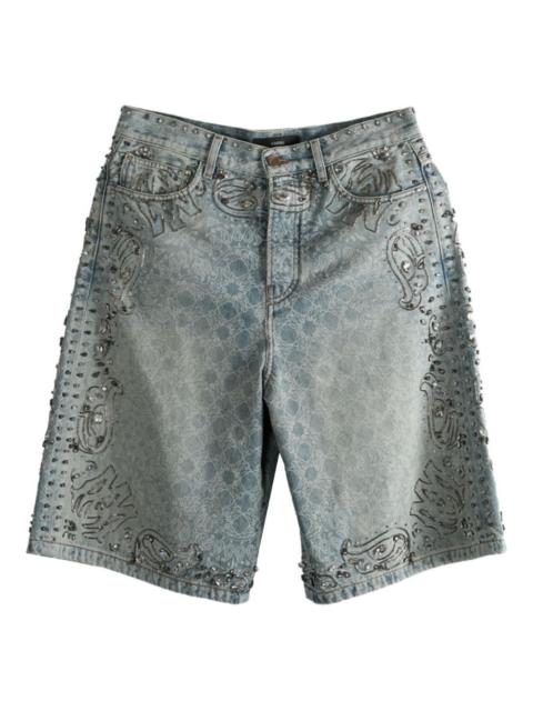 AMIRI cotton embellished denim shorts