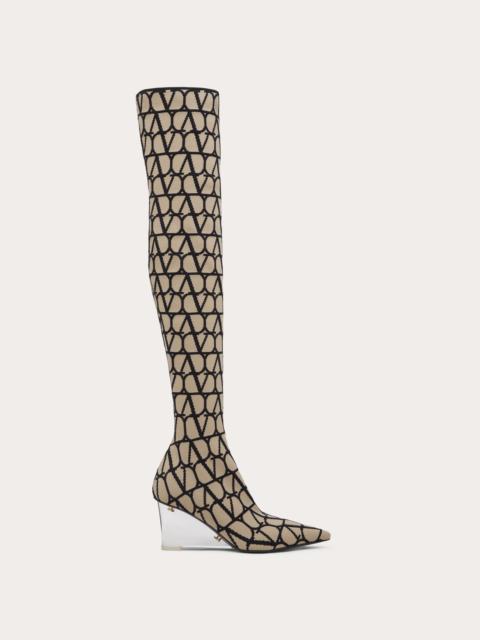 Valentino TOILE ICONOGRAPHE STRETCH KNIT OVER-THE-KNEE BOOT 75MM