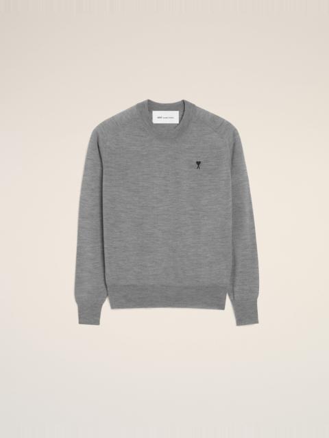 AMI Paris GREY WOOL CREWNECK AMI DE COEUR SWEATER