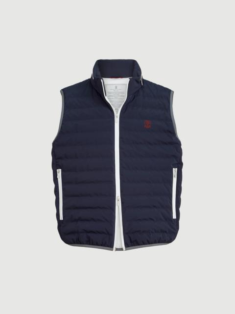 Brunello Cucinelli Bonded nylon down vest with logo and packable hood