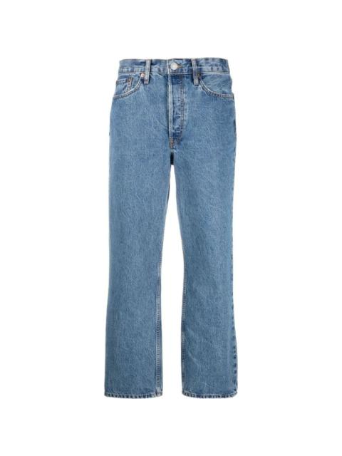 high-waisted straight-leg jeans