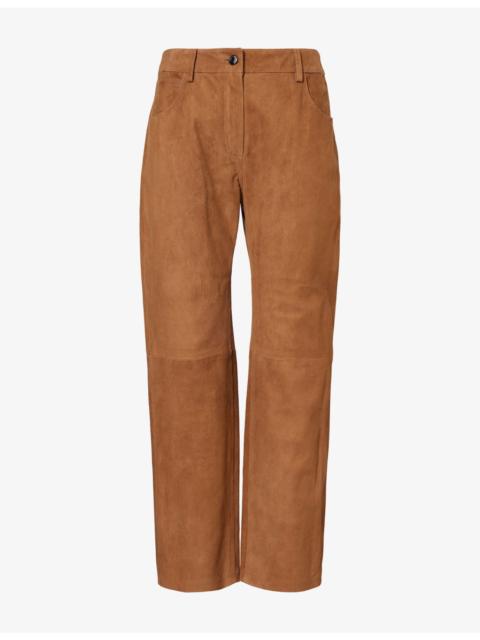 MAGDA BUTRYM High-Rise Straight-Leg Suede Trousers