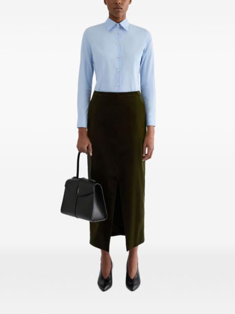Jil Sander front-slit velvet midi skirt