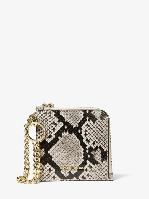 MICHAEL KORS Jet Set Travel Medium Snake Embossed Chain Wallet