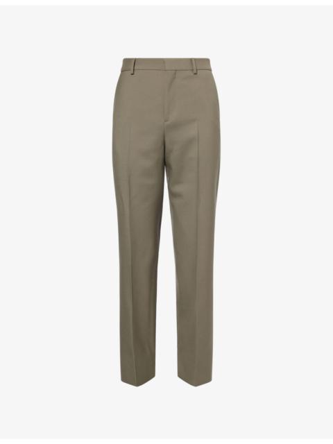GUCCI Embossed-Logo Straight-Leg Wool Trousers