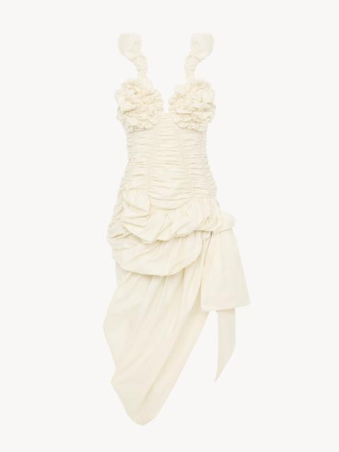 Chloé RUCHED BUSTIER MIDI DRESS IN COTTON POPLIN