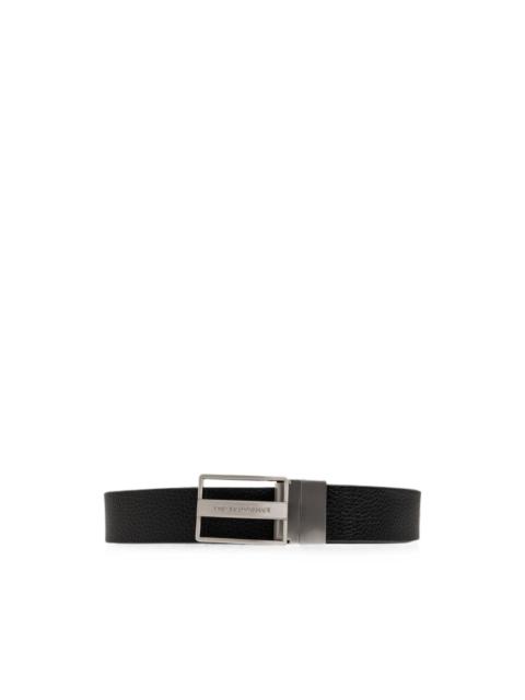 EMPORIO ARMANI Reversible leather belt with a rectangular plaque buckle