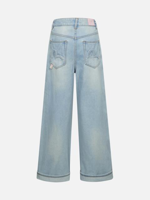 EVISU SEAGULL EMBOSSED BAGGY JEANS