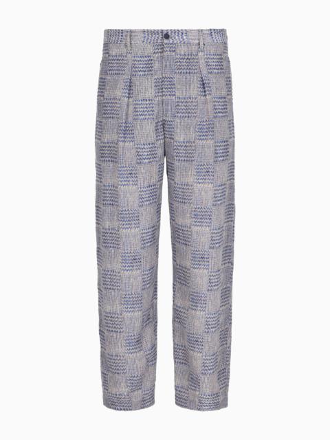 GIORGIO ARMANI Printed cupro one-pleat trousers