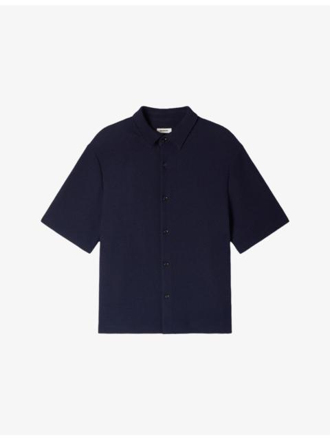 Sandro Textured Shark-Collar Stretch-Woven Shirt