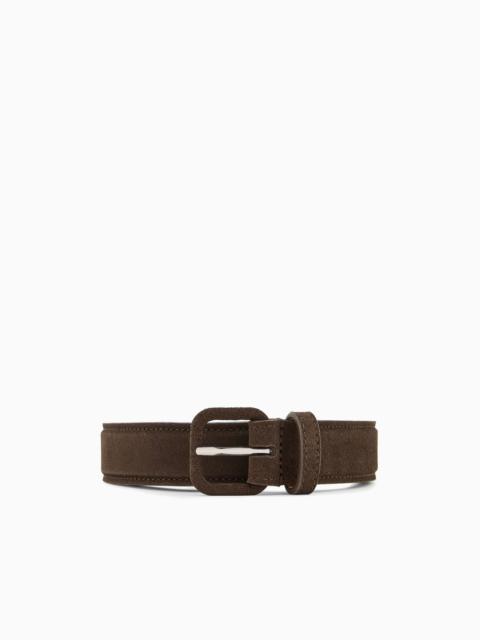 Suede belt with buckle