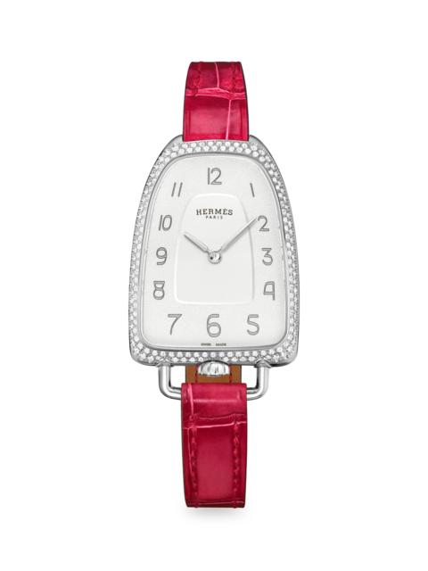 Hermès Galop d'Hermès 26mm 중간 18-karat 장미 금 및 악어 시계