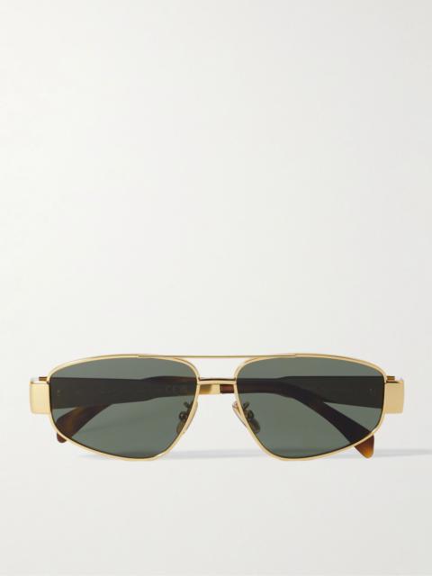 CELINE Triomphe Metal 03 D-Frame Gold-Tone Sunglasses Gold