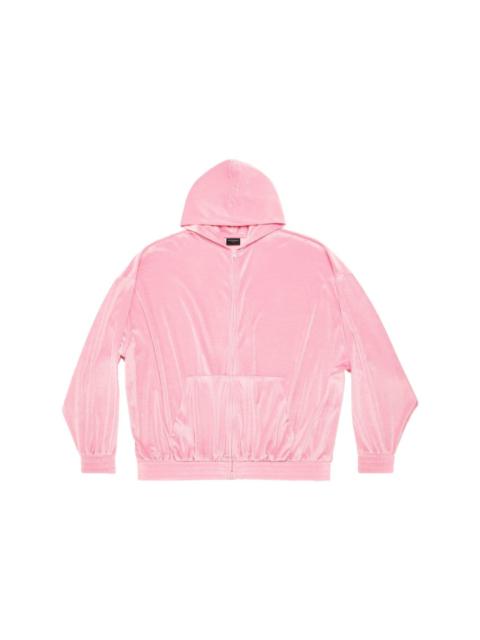 logo-embellished velvet hoodie