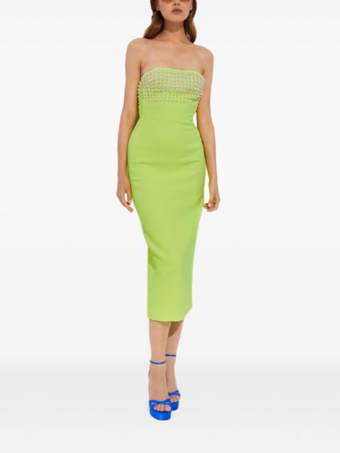 David Koma strapless faux-pearl midi dress