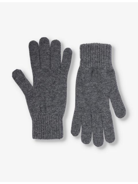 Johnstons of Elgin Ribbed brushed-texture cashmere gloves
