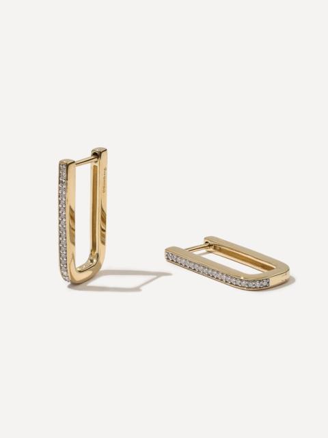 Otiumberg 14ct Gold-Plated Vermeil Silver Pave Edged Rectangle Hoop Earrings