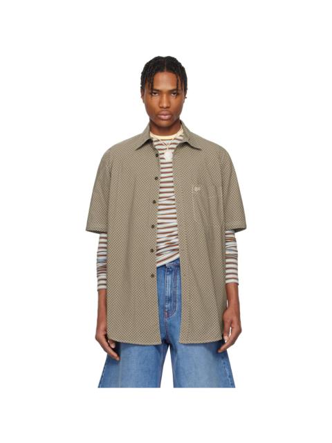 Brown Mini Plaid Short Sleeve Shirt