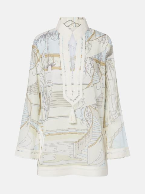 TORY BURCH Printed cotton voile tunic