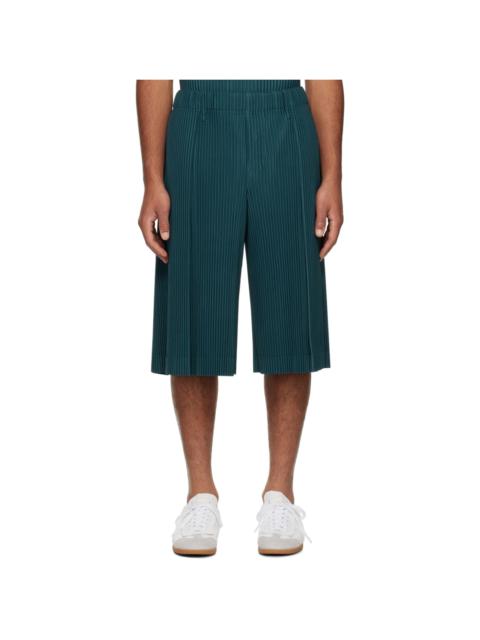 Green Tailored Pleats 2 Shorts