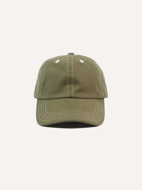 Drake's Green Cotton Contrast Stitch Baseball Cap
