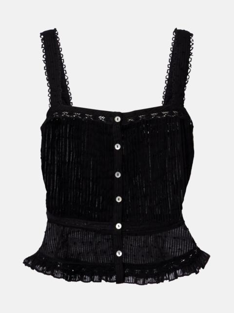 Poupette St Barth Berry lace-trimmed cotton top