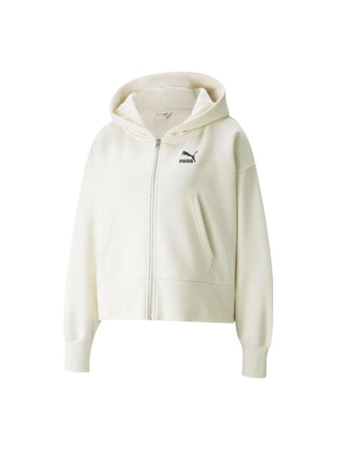 (WMNS) PUMA Classics Oversized Full Zip Hoodie Jacket 'White' 534369-73