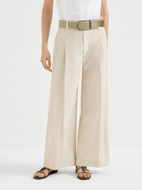 Brunello Cucinelli Techno cotton poplin A-line trousers with monili