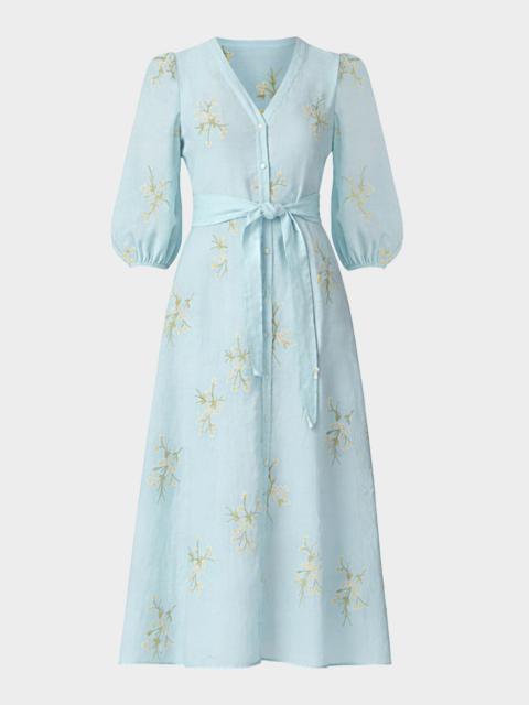 Shoshanna Tallen Floral-Embroidered Midi Dress