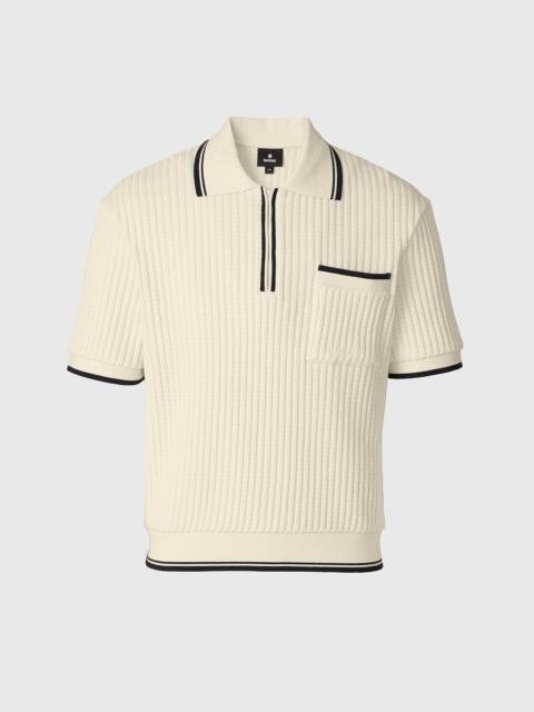 MACKAGE ESTABAN Crochet Knit Quarter-Zip Polo Shirt