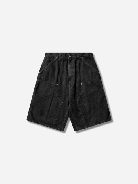 Carhartt WIP Men's OG Double Knee Shorts Snake Camo / Black (Heavy Stone Wash)