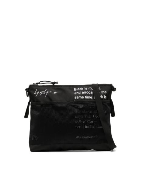 Yohji Yamamoto slogan-print mesh shoulder bag
