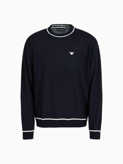 EMPORIO ARMANI Virgin-wool jumper with jacquard logo detail