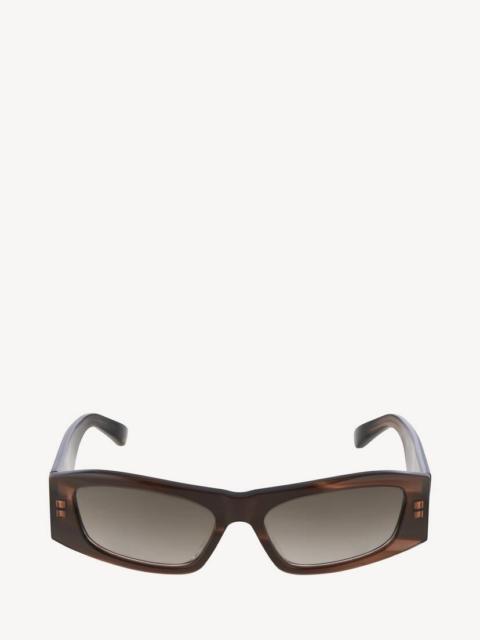 BALENCIAGA Women's Nano Rectangle Af Sunglasses in Metallic Brown Havana