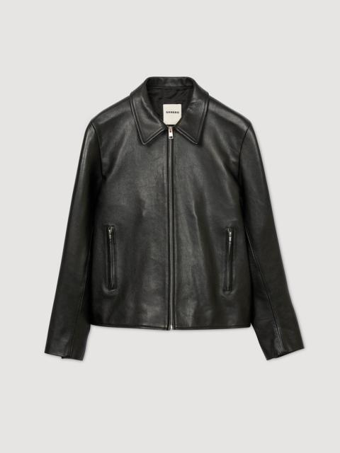 Sandro ZIP-UP LEATHER JACKET