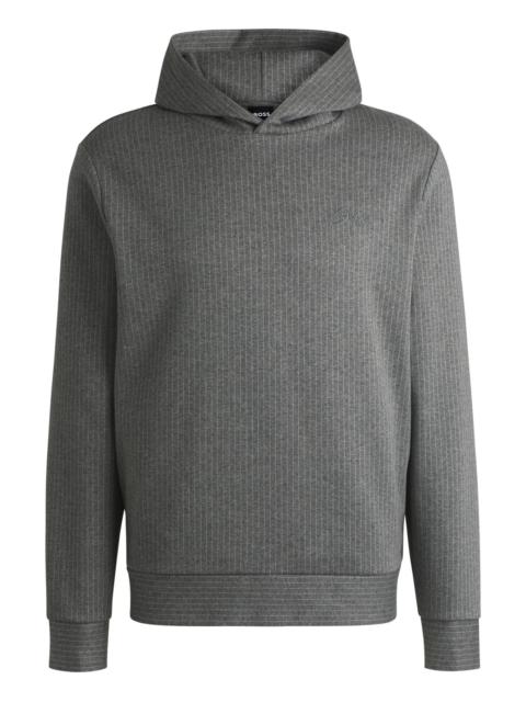 BOSS REGULAR-FIT HOODIE IN A PINSTRIPE COTTON
