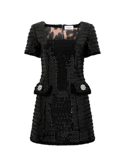 PHILIPP PLEIN sequin-embellished tweed mini dress