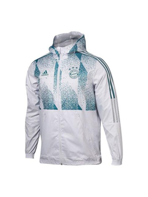 adidas adidas FCB Windbrk Bayern Munich Soccer/Football Training Sports Hooded Jacket White GV1312
