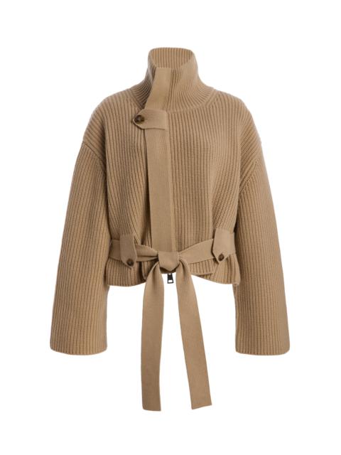 BRANDON MAXWELL The Neal Belted Recycled-Cashmere-Blend Sweater neutral