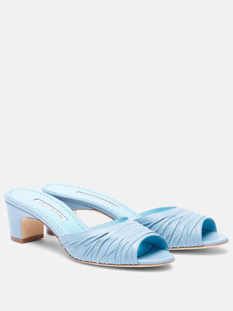 Manolo Blahnik Piruabar gathered leather mules