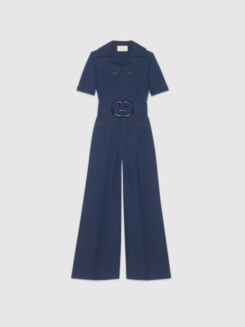 GUCCI Wool silk belted jumpsuit