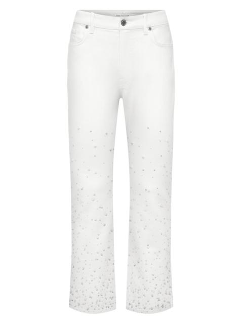 GOOD AMERICAN Women's Good Icon Pearl-Embellished Straight Ankle Jeans - White