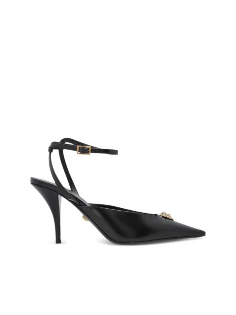 VERSACE 85mm medusa-embellished pointed-toe pumps