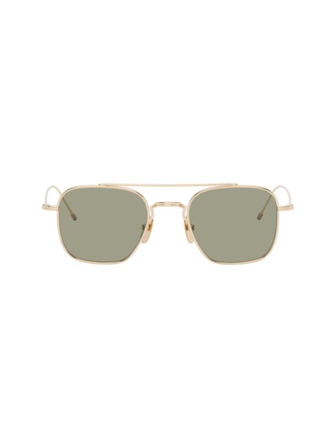 Thom Browne Gold Titanium Squared Aviator Sunglasses